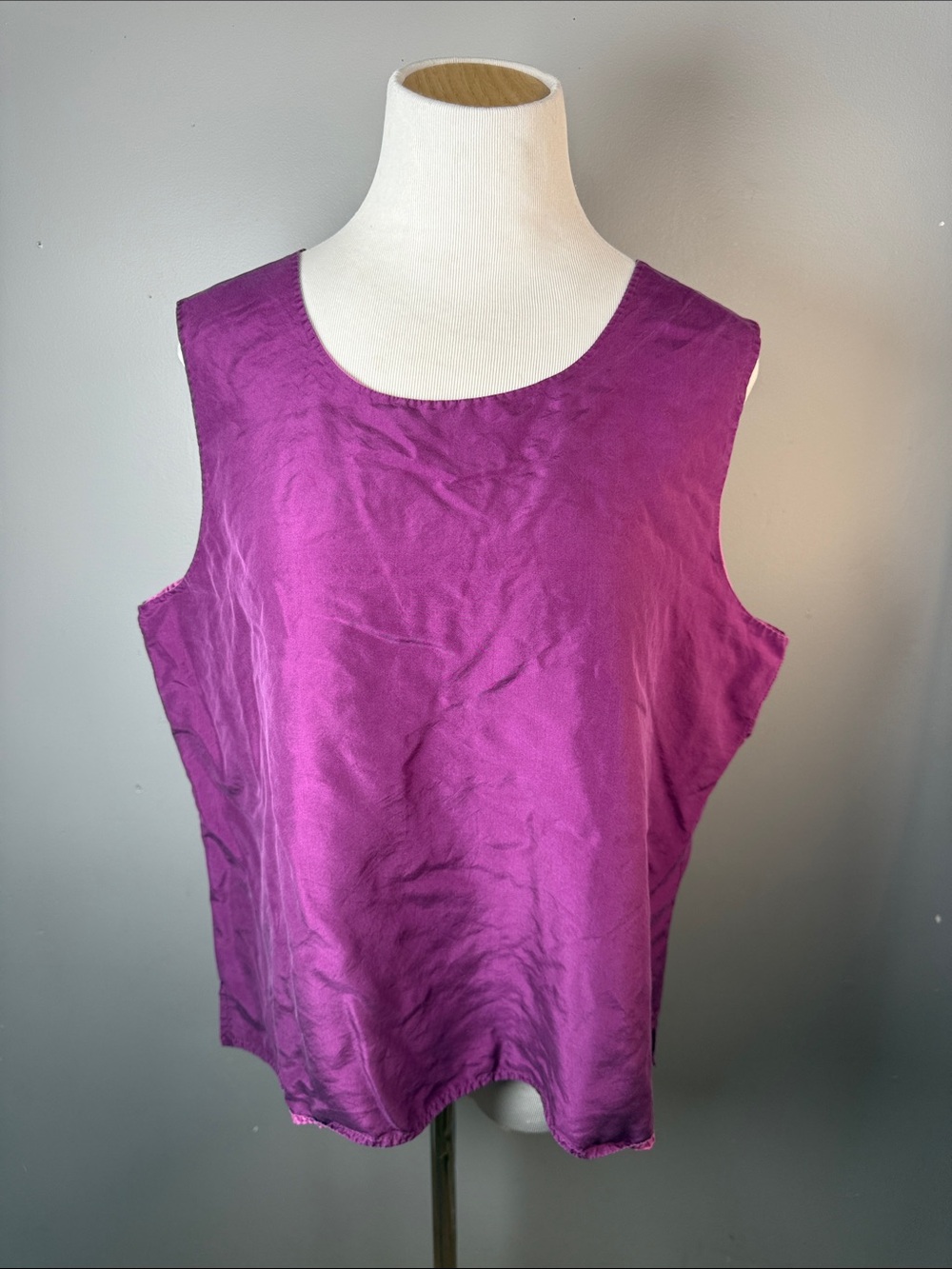Sleeveless Purple Satin Tank Top - Women